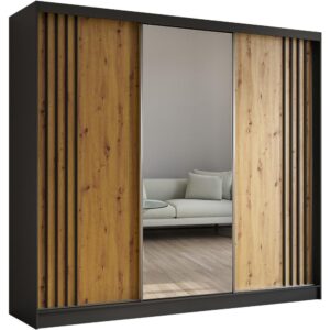 wohnli-moebel-suche-800000817197 Wohnli Möbelsuche - SCHWEBETÜRENSCHRANK Nela II 240/216/61 schwarz mit Schubladen