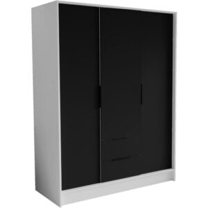 wohnli-moebel-suche-800000817349 Wohnli Möbelsuche - DREHTÜRENSCHRANK Niko 150/51/200 cm weiß+schwarz
