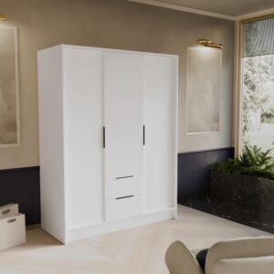 DREHTÜRENSCHRANK Niko 150/51/200 cm weiß Holzwerkstoff Beautysofa Möbel > Schränke > Kleiderschränke > Drehtürenschränke Weiß