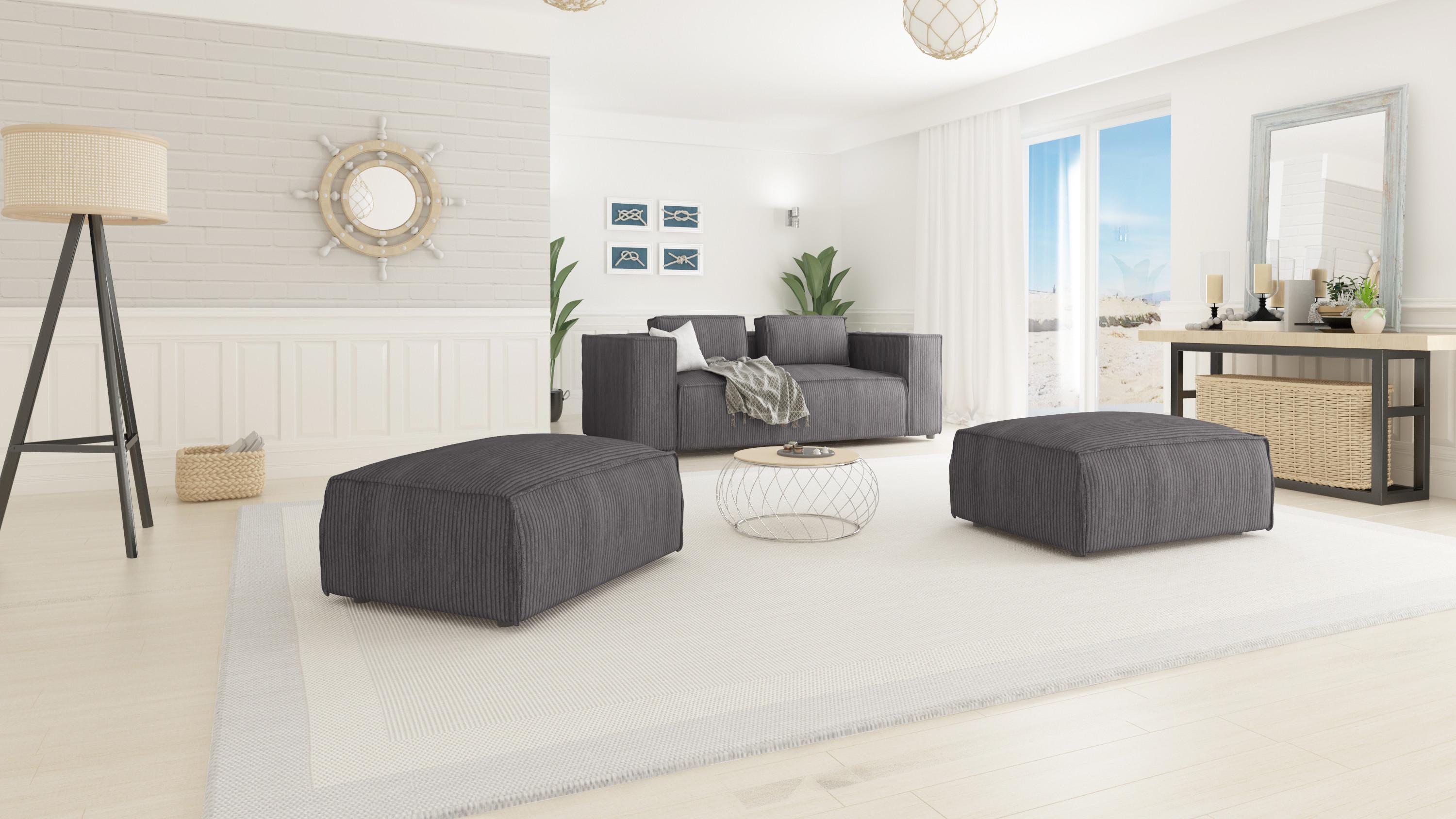 wohnli-moebel-suche-800000820458-1 HOCKER Nova Grau Cord Textil S-Style Möbel Möbel > Sessel > Hocker Grau