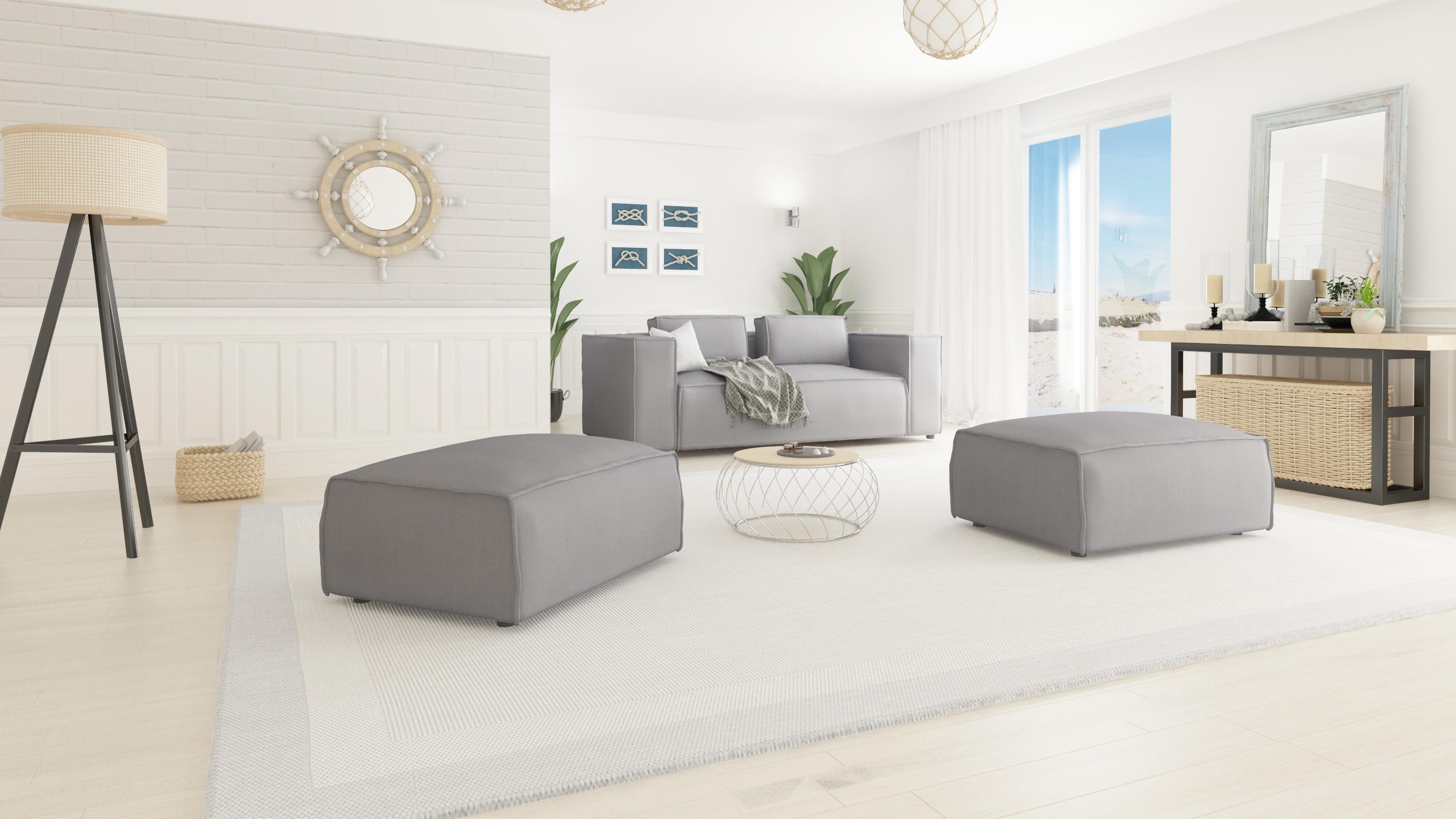 HOCKER Zenith Grau Luxusmicrofaser Textil S-Style Möbel Möbel > Sessel > Hocker Grau