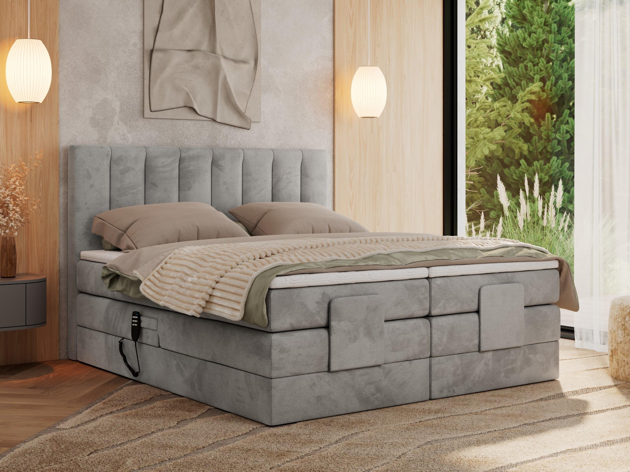 wohnli-moebel-suche-800000820753-1 BOXBETT COMFORTO 160/200 - Hellgrau Velvet - H4 Holz MKS Möbel > Betten > Boxspringbetten Grau