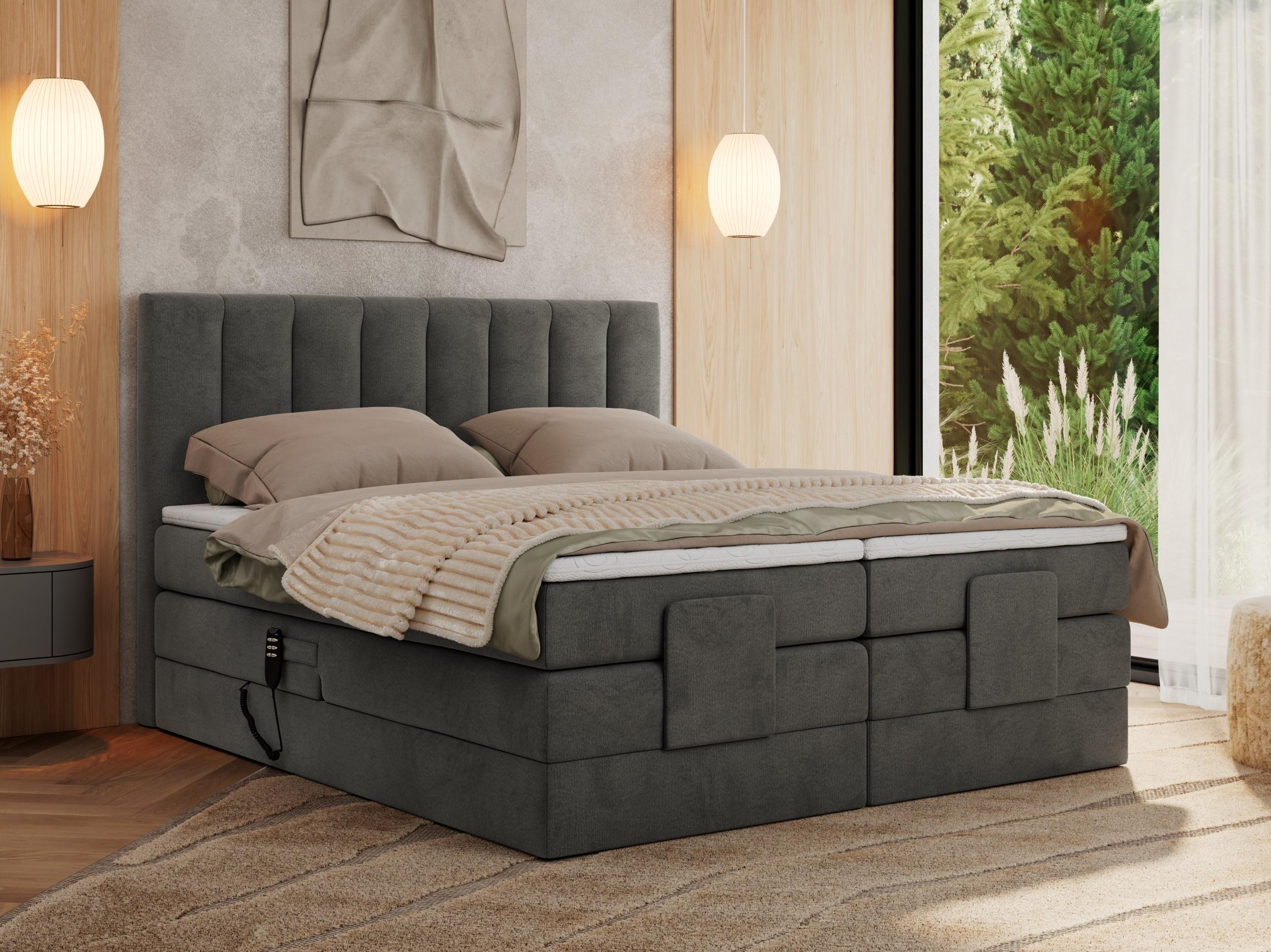 wohnli-moebel-suche-800000820756-1 BOXBETT COMFORTO 140/200 - Dunkelgrau Velvet - H3 Holz MKS Möbel > Betten > Boxspringbetten Grau