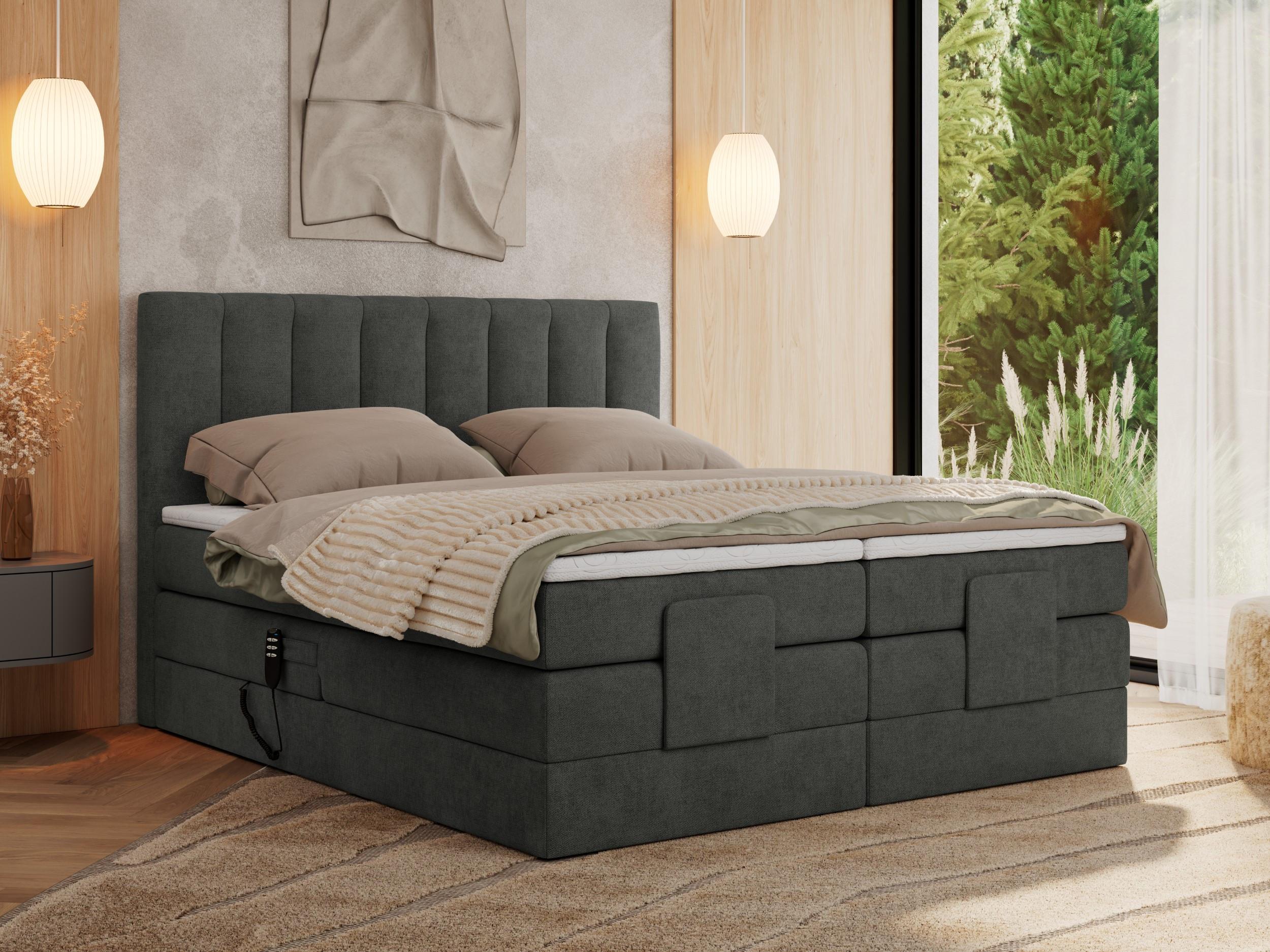 wohnli-moebel-suche-800000820763-1 BOXBETT COMFORTO 200/200 - Dunkelgrau Struktur - H4 Holz MKS Möbel > Betten > Boxspringbetten Grau