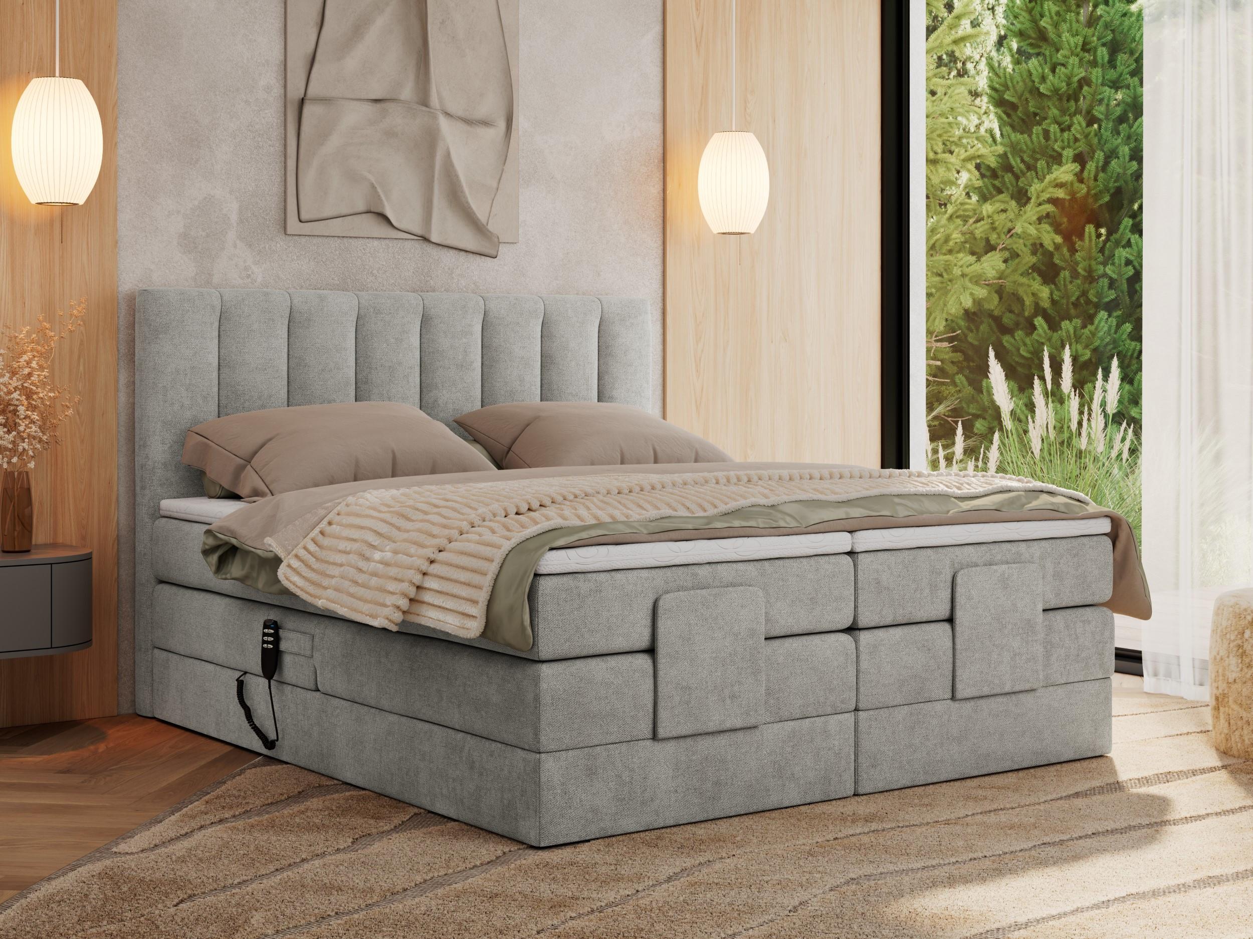 wohnli-moebel-suche-800000820831-1 BOXBETT COMFORTO 160/200 - Hellgrau Struktur - H4 Holz MKS Möbel > Betten > Boxspringbetten Grau