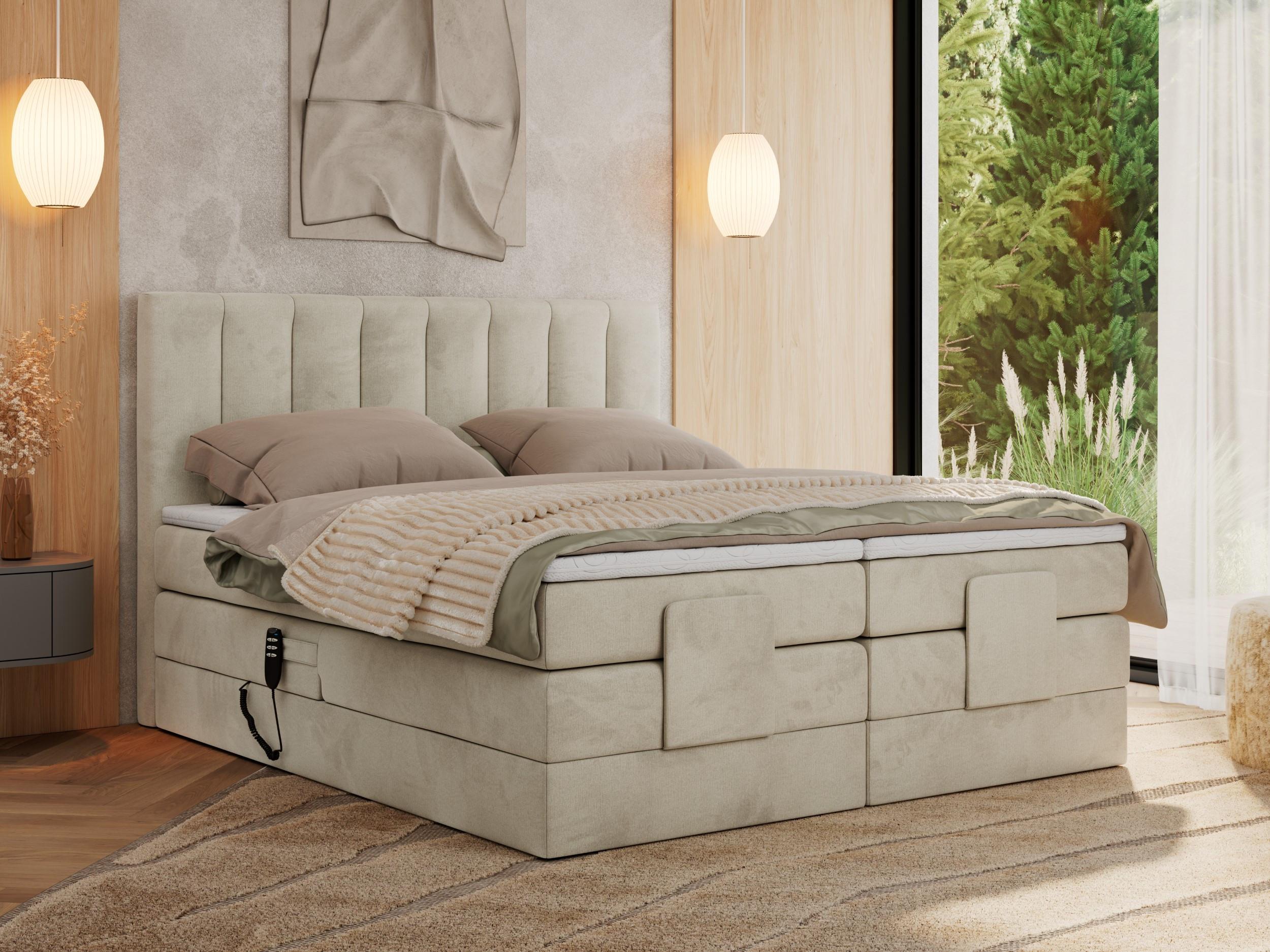 BOXBETT COMFORTO 140/200 - Beige Velvet - H3 Holz MKS Möbel > Betten > Boxspringbetten Beige