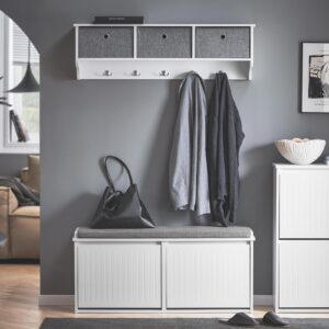 SCHUHBANK Weiß Holzwerkstoff SoBuy Garderoben > Garderobenbänke Weiß
