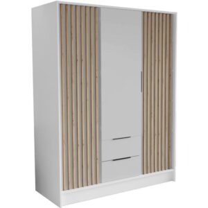 Wohnli Möbelsuche - DREHTÜRENSCHRANK Nero 150/51/200 cm mit Lamellen weiß