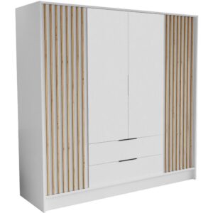 Wohnli Möbelsuche - DREHTÜRENSCHRANK Nero 200/51/200 cm mit Lamellen weiß