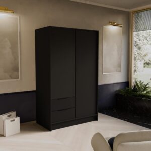 wohnli-moebel-suche-800000822382-1 DREHTÜRENSCHRANK Niko 100/51/200 cm schwarz Holzwerkstoff Beautysofa Möbel > Schränke > Kleiderschränke > Drehtürenschränke Schwarz