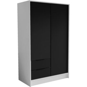 wohnli-moebel-suche-800000822389 Wohnli Möbelsuche - DREHTÜRENSCHRANK Niko 100/51/200 cm weiß+schwarz