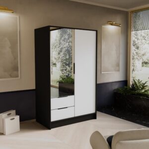 DREHTÜRENSCHRANK Niko 100/51/200 cm schwarz+weiß Holzwerkstoff Beautysofa Möbel > Schränke > Kleiderschränke > Drehtürenschränke Schwarz