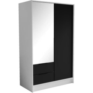 wohnli-moebel-suche-800000822439 Wohnli Möbelsuche - DREHTÜRENSCHRANK Niko 100/51/200 cm weiß+schwarz