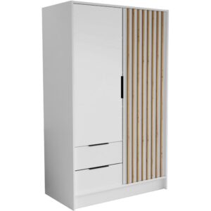 Wohnli Möbelsuche - DREHTÜRENSCHRANK Nero 100/51/200 cm mit Lamellen weiß