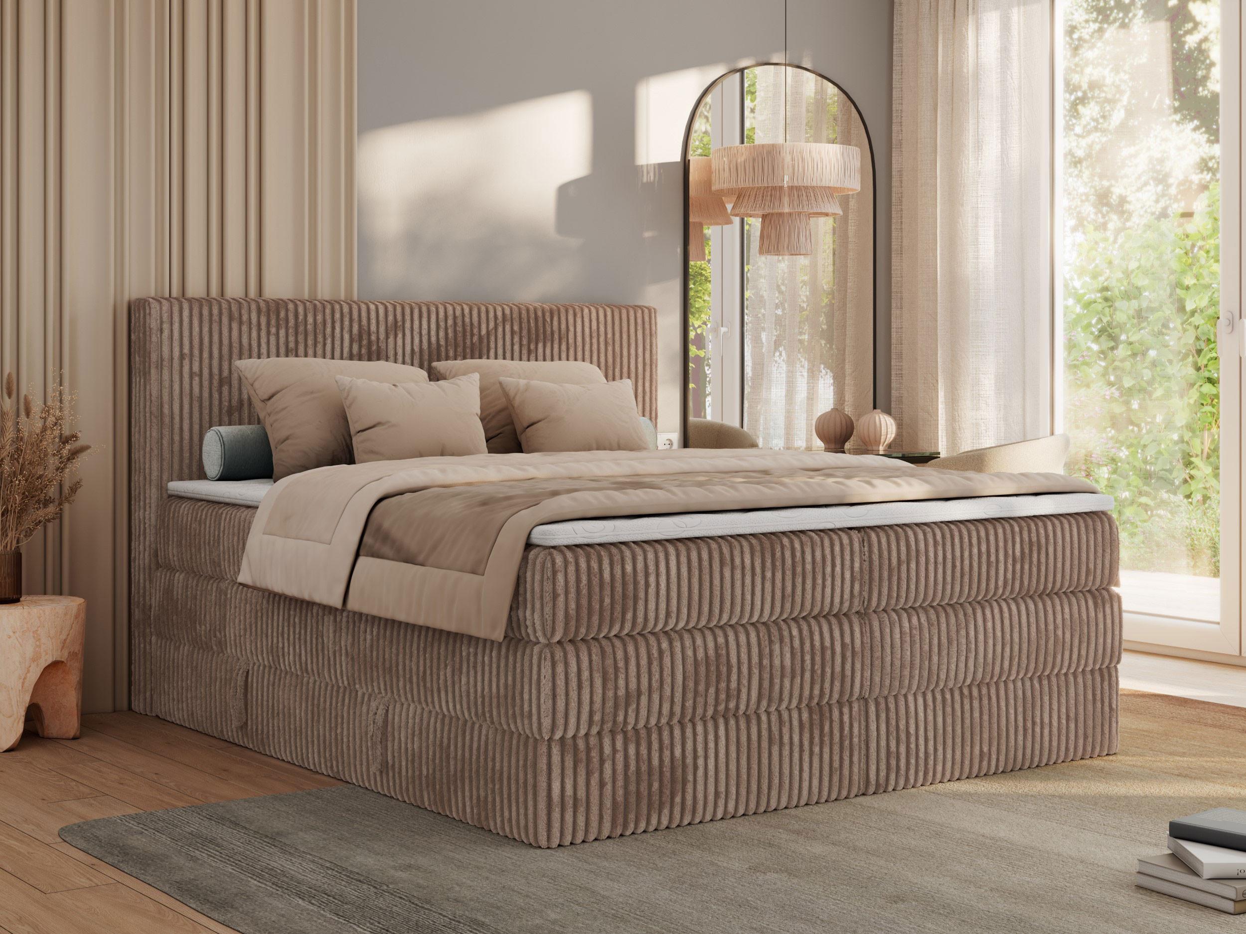 wohnli-moebel-suche-800000825066-1 BOXSPRINGBETT TILIANO KING - 180/200 - Braun Cord - H4 Textil MKS Möbel > Betten > Boxspringbetten Braun