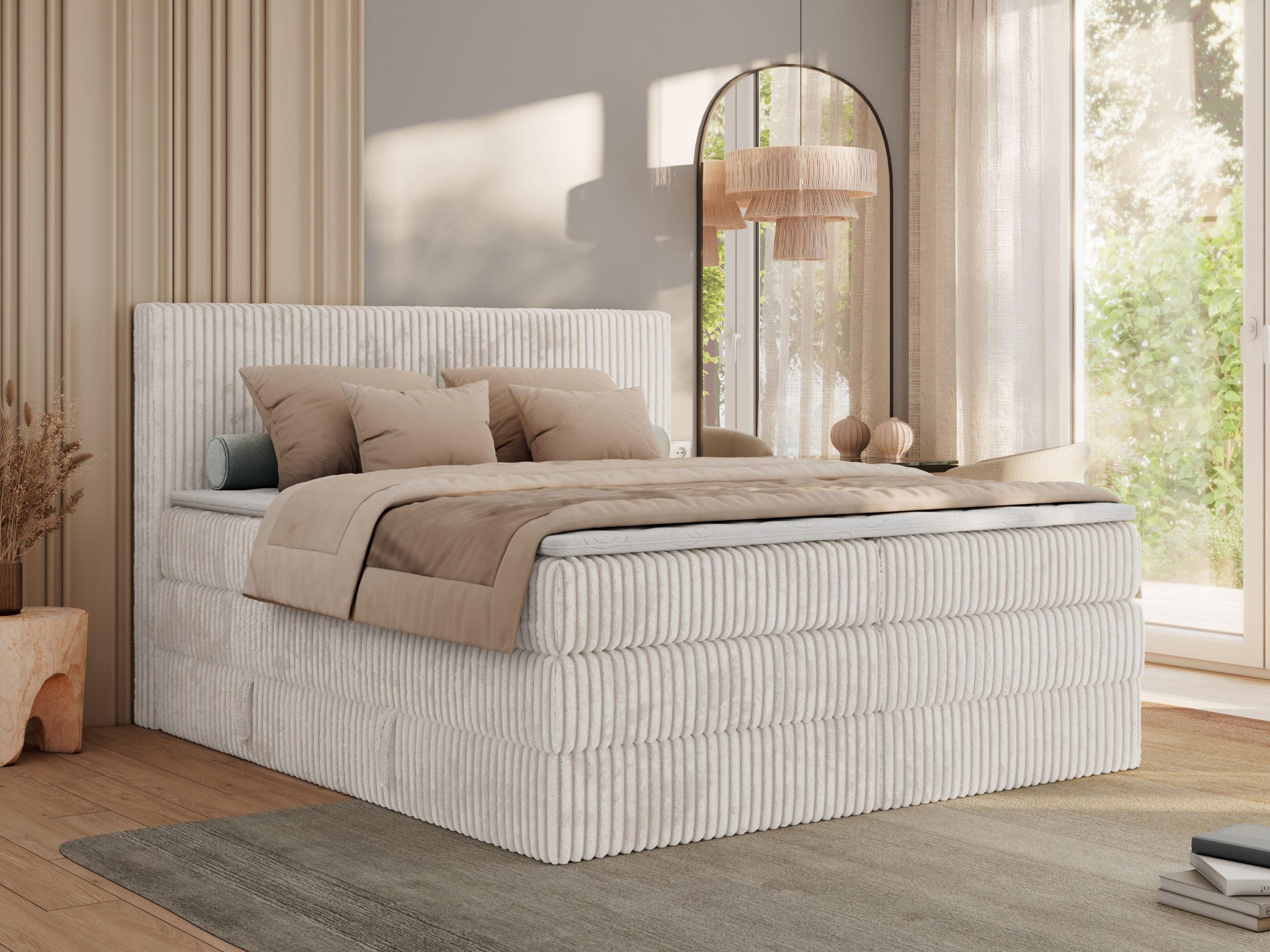 wohnli-moebel-suche-800000825100-1 BOXSPRINGBETT TILIANO KING - 180/200 - Beige Cord - H3 Textil MKS Möbel > Betten > Boxspringbetten Beige