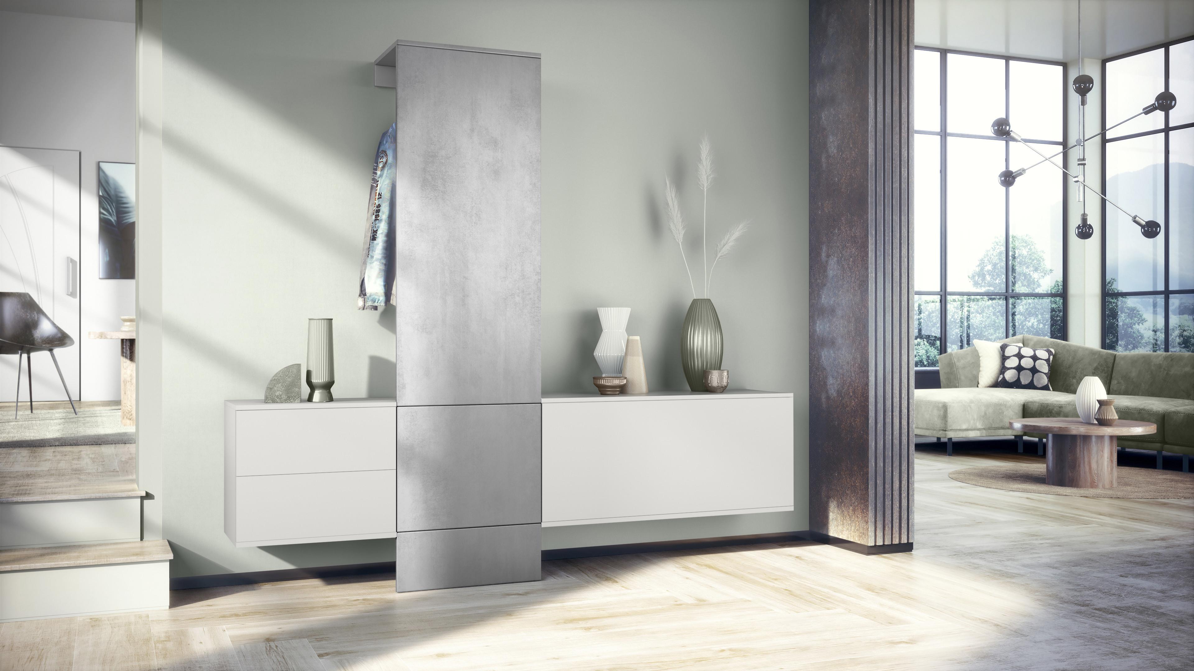 GARDEROBE DualVista Beton Oxid Optik Holzwerkstoff Vladon Garderoben Grau