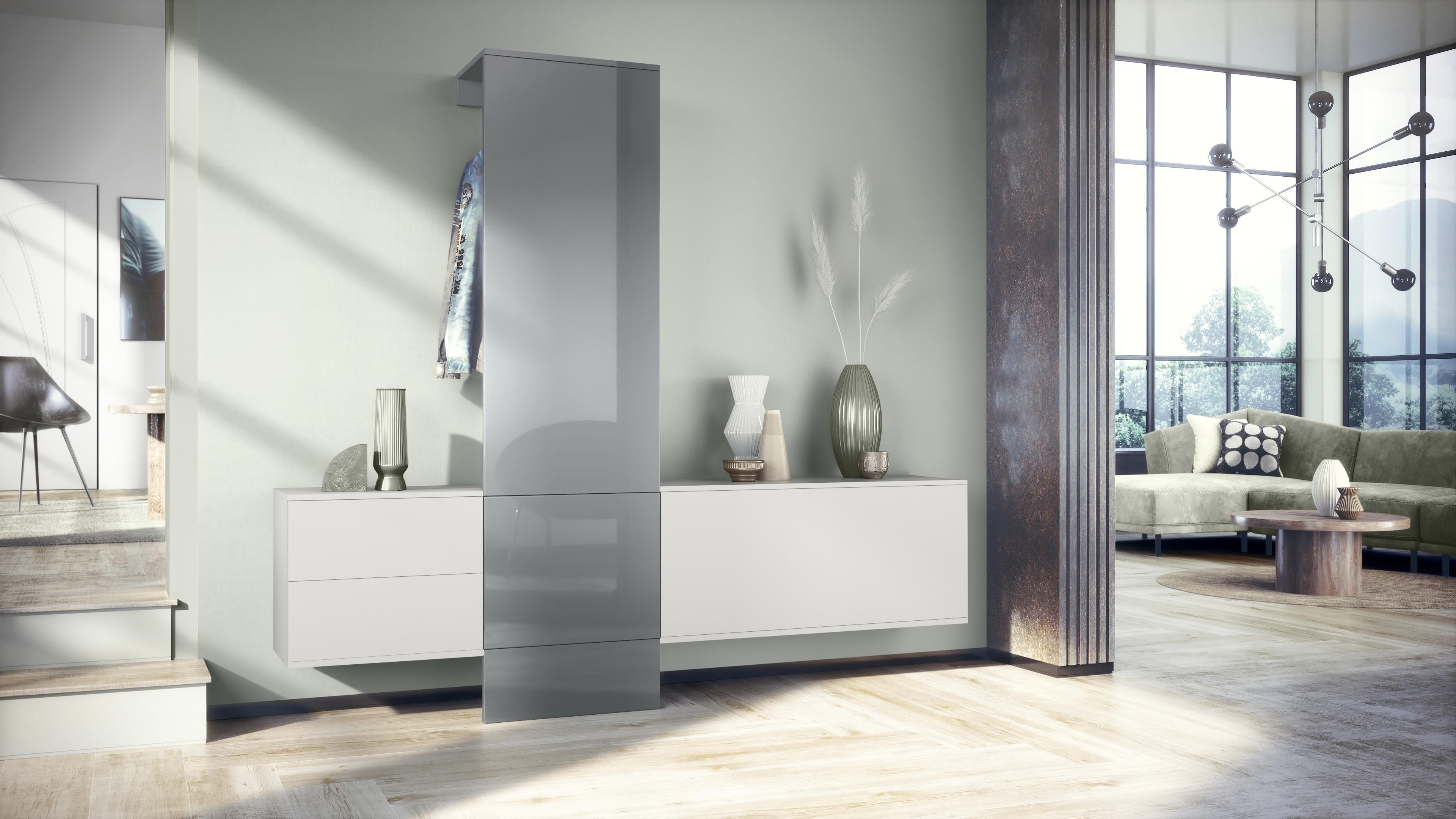 wohnli-moebel-suche-800000826455-1 GARDEROBE DualVista Grau Hochglanz Holzwerkstoff Vladon Garderoben Grau