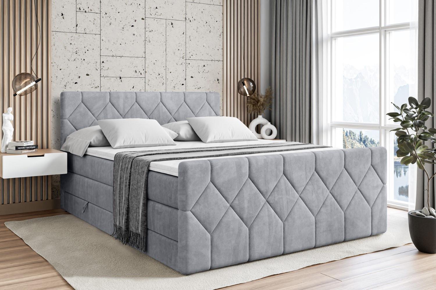 wohnli-moebel-suche-800000829983-1 BOXSPRINGBETT CATOR-Z KING - 120x200 - H3/H4 - Hellgrau Holzwerkstoff ALTDECOR Möbel > Betten > Boxspringbetten Grau