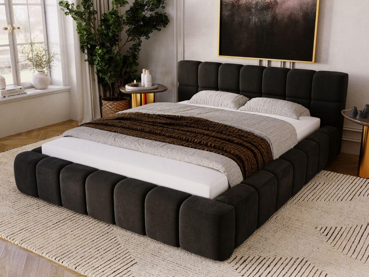 wohnli-moebel-suche-800000831353-1 POLSTERBETT Alicante 180x200 Schwarz Textil Graingold Möbel > Betten > Polsterbetten Schwarz