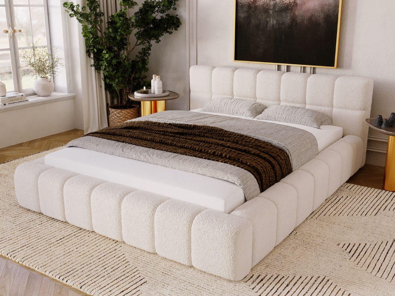 wohnli-moebel-suche-800000831384-1 POLSTERBETT Alicante Bouclé-Stoff 180x200 Beige Textil Graingold Möbel > Betten > Polsterbetten Beige