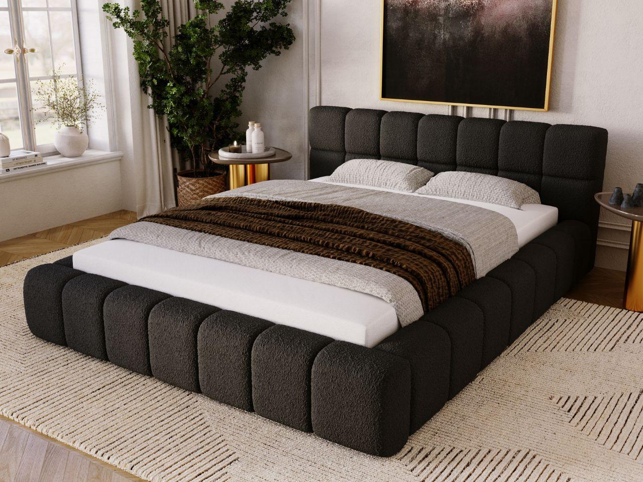POLSTERBETT Alicante Bouclé-Stoff 120x200 Schwarz Textil Graingold Möbel > Betten > Polsterbetten Schwarz
