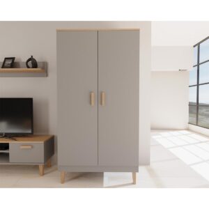 wohnli-moebel-suche-800000832385-1 SCHRANK 2 Türen Denver Grau Holzwerkstoff Petits-meubles Möbel > Schränke > Kleiderschränke Grau