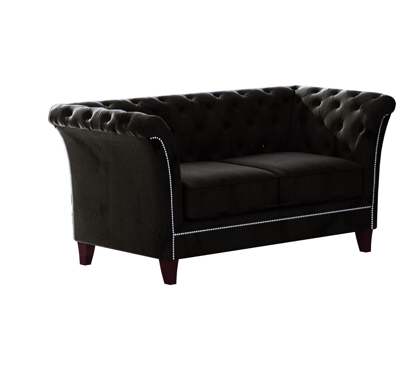 wohnli-moebel-suche-800000832886 Wohnli Möbelsuche - CHESTERFIELD-SOFA 2-Sitzer Fusion Schwarz Samt