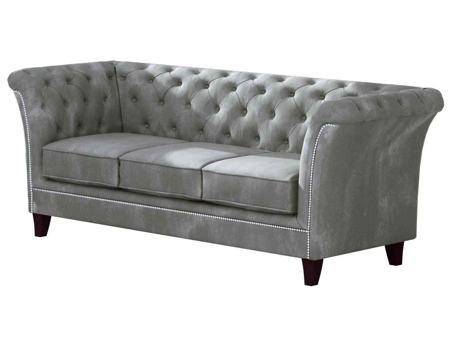 wohnli-moebel-suche-800000832895 Wohnli Möbelsuche - CHESTERFIELD-SOFA 3-Sitzer Fusion Grau Samt
