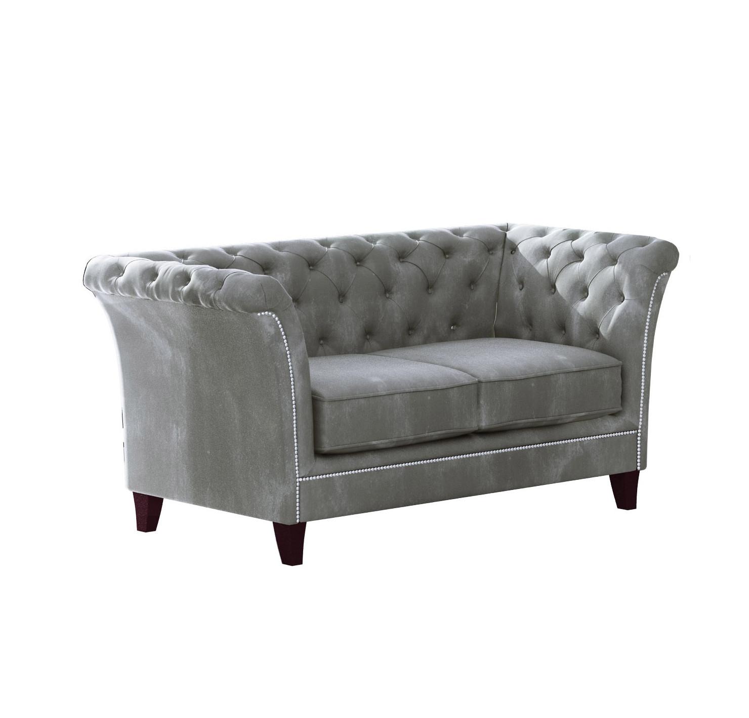wohnli-moebel-suche-800000832906 Wohnli Möbelsuche - CHESTERFIELD-SOFA 2-Sitzer Fusion Grau Samt