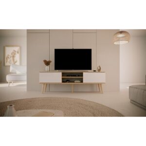 TV-MÖBEL Toronto Weiß und Holz Holzwerkstoff Petits-meubles Möbel > TV-Möbel Weiß