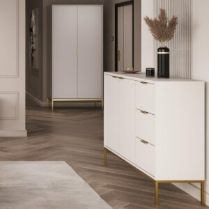 SCHRANK 2 Türen Seattle Weiß Holzwerkstoff Petits-meubles Möbel > Schränke > Kleiderschränke Weiß