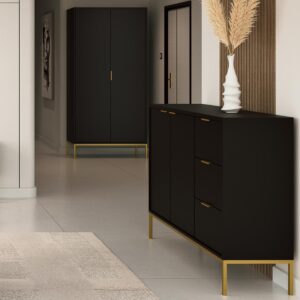 wohnli-moebel-suche-800000833215-1 SCHRANK 2 Türen Seattle Schwarz Holzwerkstoff Petits-meubles Möbel > Schränke > Kleiderschränke Schwarz