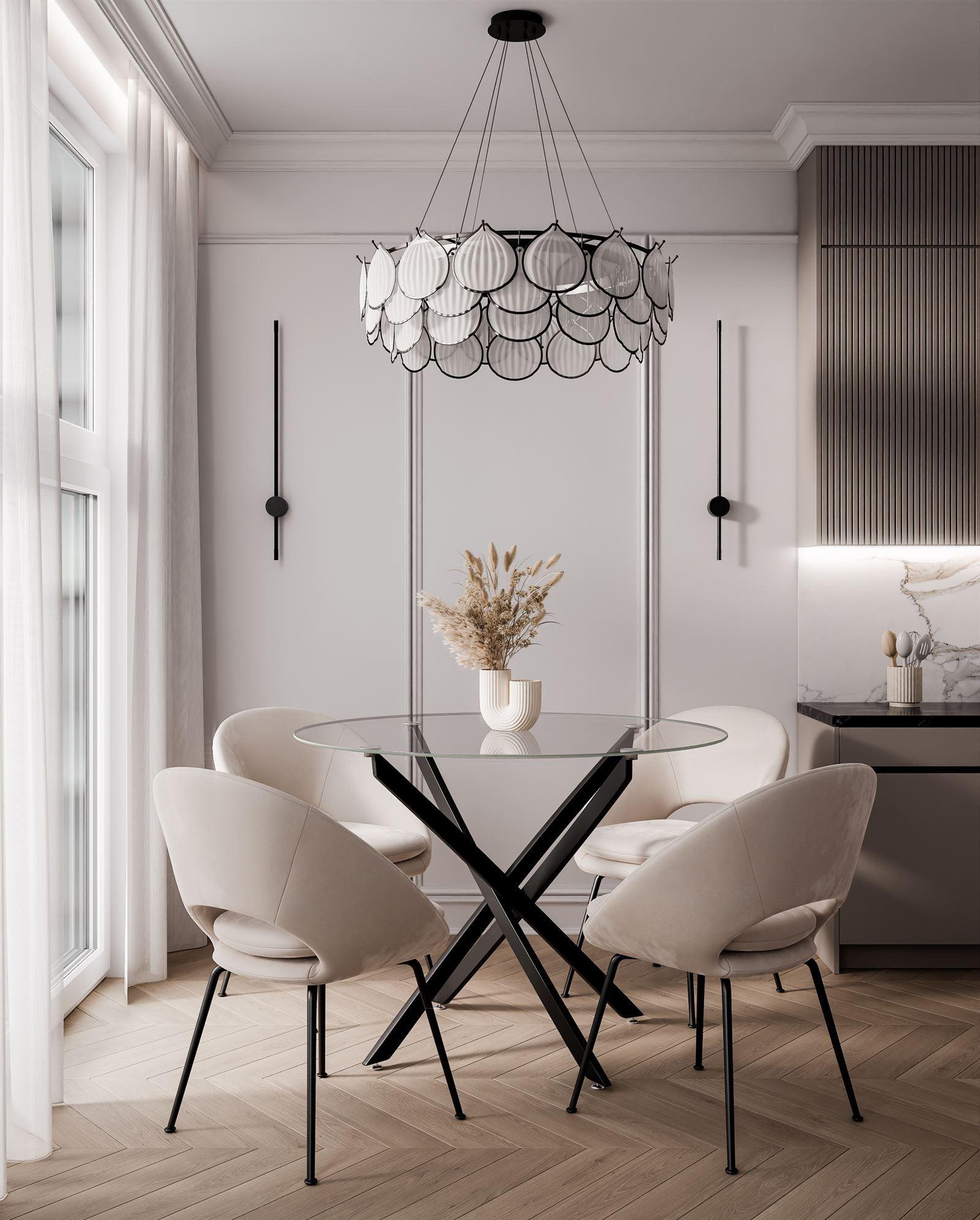 wohnli-moebel-suche-800000834981-1 ESSTISCH BEIRA Runder Tisch 90 cm mit Glasplatte und Schwarz Tischbeine Metall Lookway Möbel > Tische > Esstische Schwarz