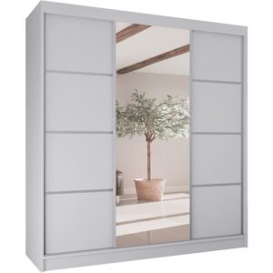 Wohnli Möbelsuche - SCHWEBETÜRENSCHRANK Vilo II 200/61/215 weiß+silber