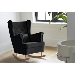 wohnli-moebel-suche-800000837707-1 SCHAUKELSTUHL Fabio schwarz mit Buchenbeinen Textil Beautysofa Möbel > Sessel > Relaxsessel Schwarz