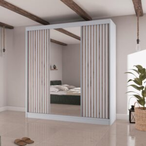 SCHWEBETÜRENSCHRANK Lico II 200/61/215 weiß Holzwerkstoff Beautysofa Möbel > Schränke > Kleiderschränke > Schwebetürenschränke Weiß