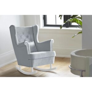 SCHAUKELSTUHL Fabio hellgrau mit Weiß Beinen Textil Beautysofa Möbel > Sessel > Relaxsessel Grau
