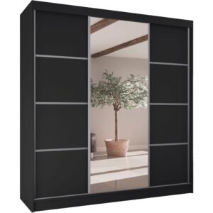 Wohnli Möbelsuche - SCHWEBETÜRENSCHRANK Vilo II 200/61/215 schwarz+silber