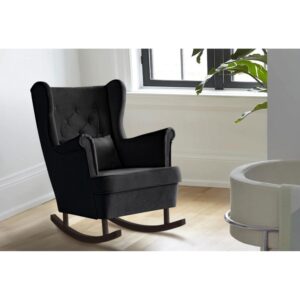 wohnli-moebel-suche-800000837726-1 SCHAUKELSTUHL Fabio schwarz mit Wenge Beinen Textil Beautysofa Möbel > Sessel > Relaxsessel Schwarz