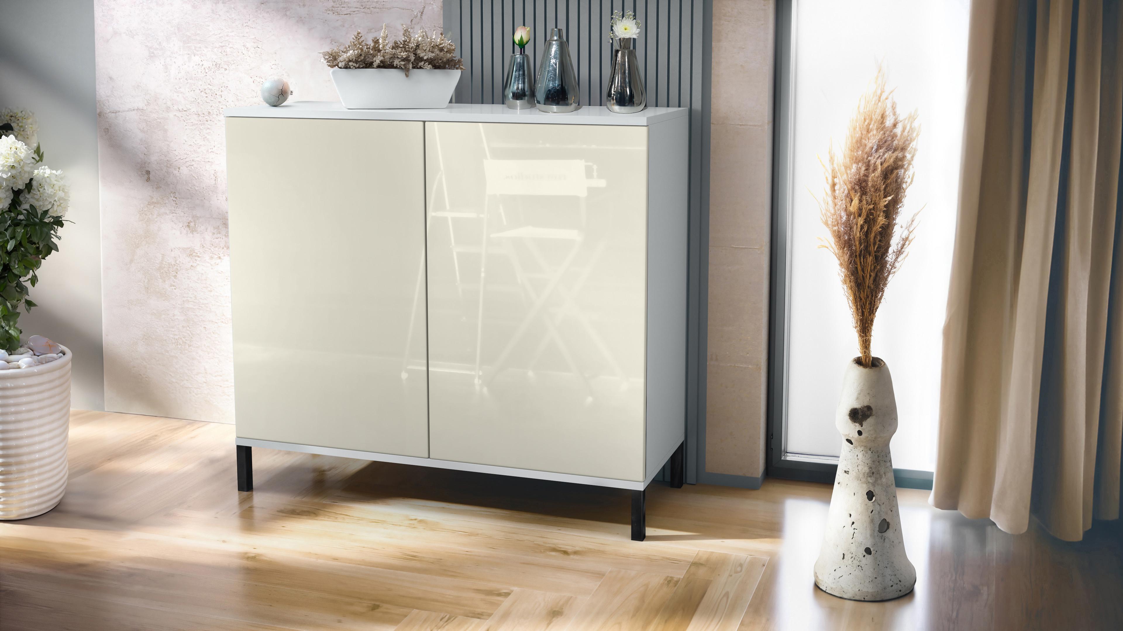 KOMMODE Skadu Creme Hochglanz Holzwerkstoff Vladon Möbel > Kommoden & Schubladenschränke > Kommoden Weiß