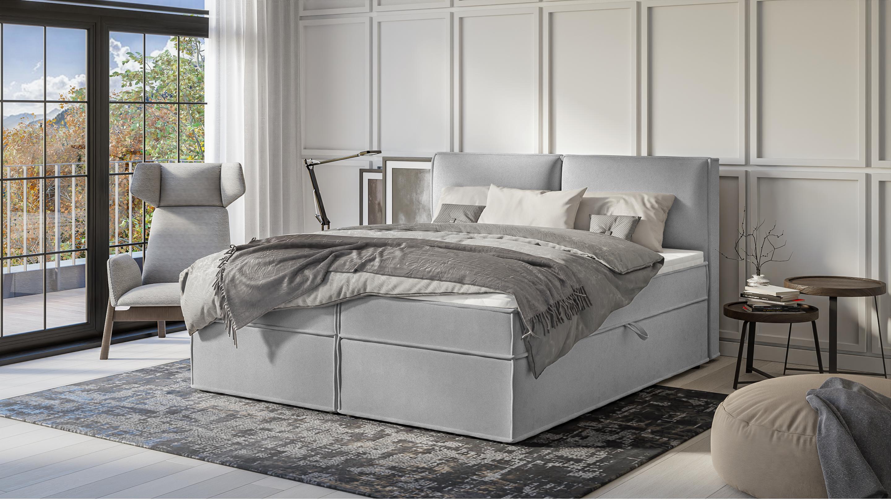 wohnli-moebel-suche-800000840844-1 BOXBETT Eclipse 180/200 cm Grau Luxusmicrofaser Textil S-Style Möbel Möbel > Betten > Boxspringbetten Grau