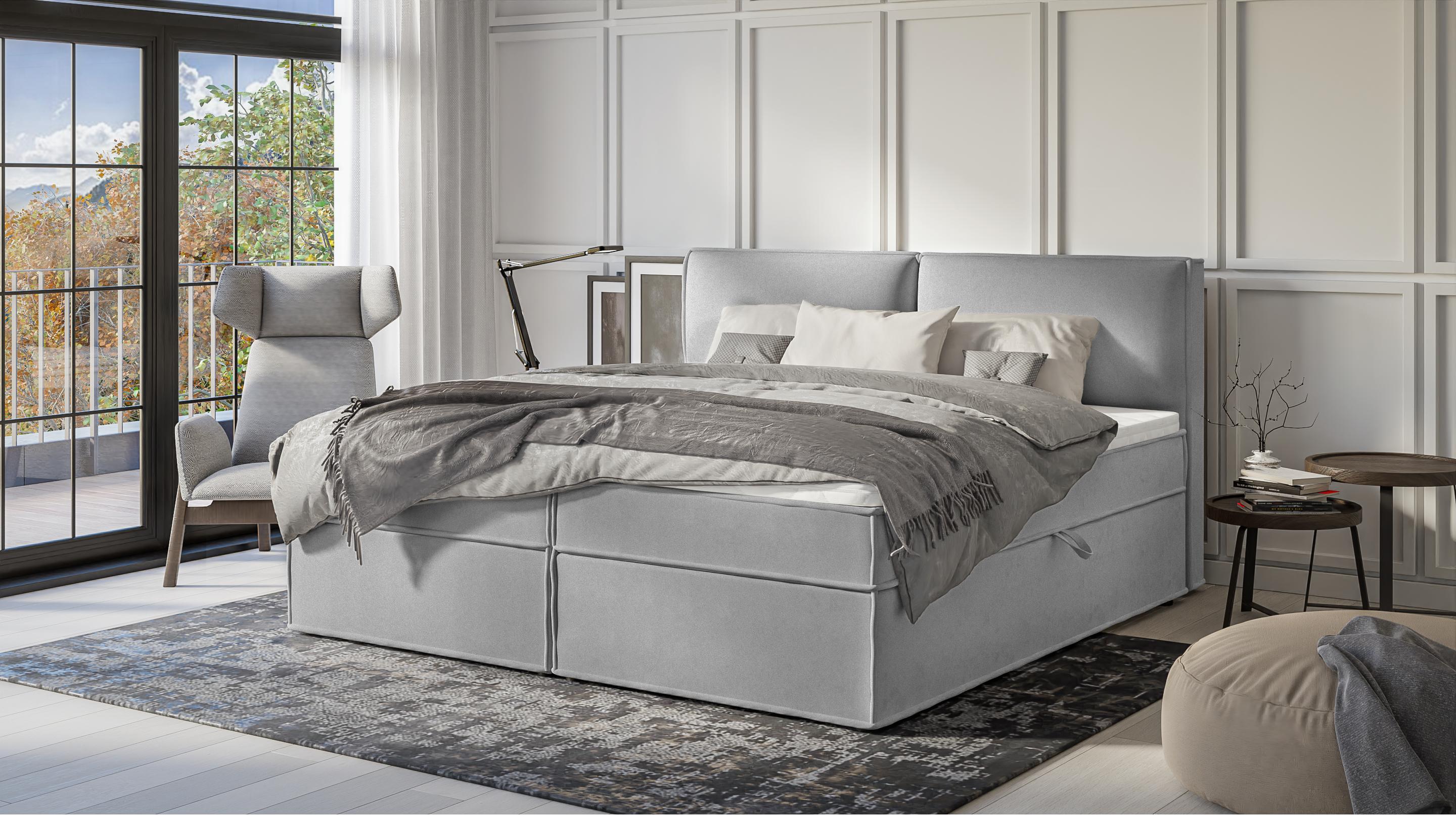 wohnli-moebel-suche-800000840847-1 BOXBETT Eclipse 200/200 cm Grau Luxusmicrofaser Textil S-Style Möbel Möbel > Betten > Boxspringbetten Grau