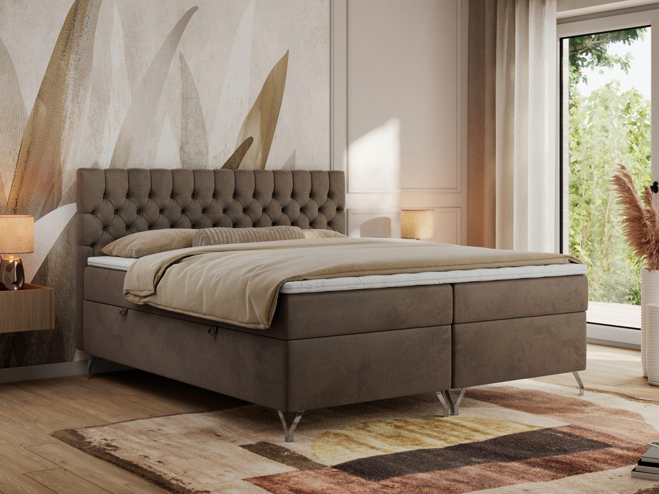 wohnli-moebel-suche-800000842966-1 BOXBETT GRIMALDI 120/200 Braun Velvet - H4 Holz MKS Möbel > Betten > Boxspringbetten Braun