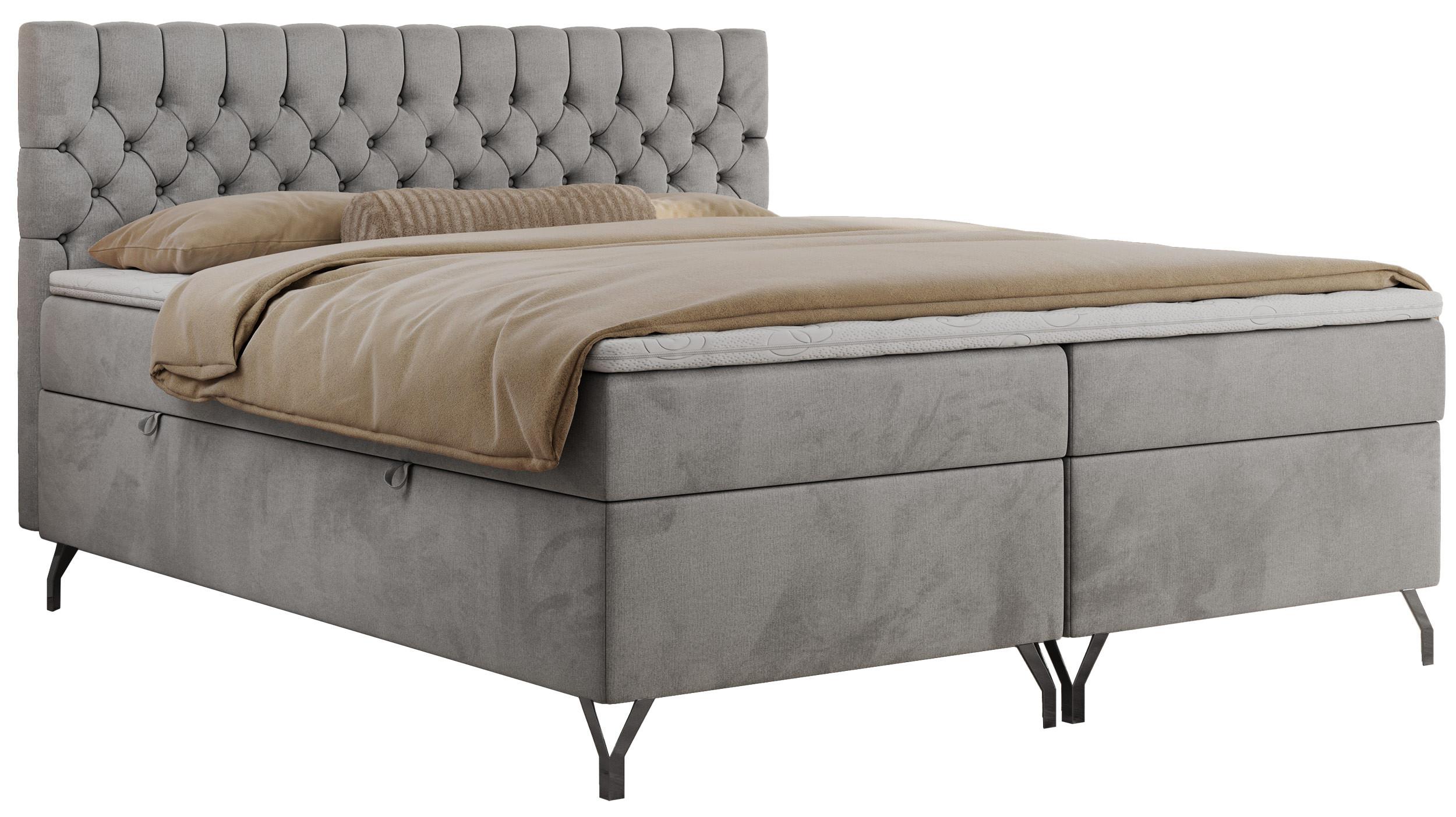 wohnli-moebel-suche-800000842990 Wohnli Möbelsuche - BOXBETT GRIMALDI 140/200 Hellgrau Velvet - H3