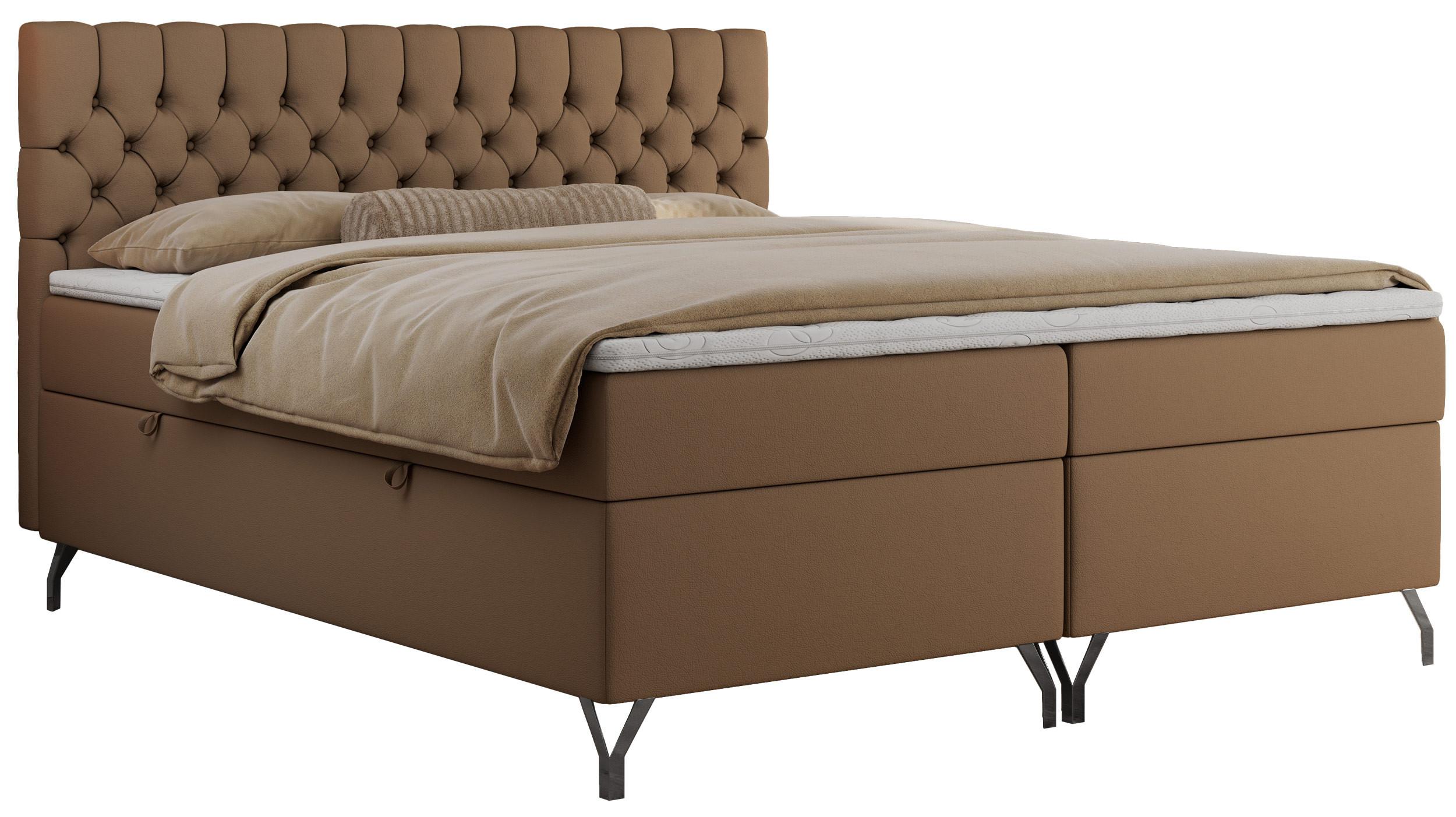 Wohnli Möbelsuche - BOXBETT GRIMALDI 180/200 Braun Kunstleder - H4