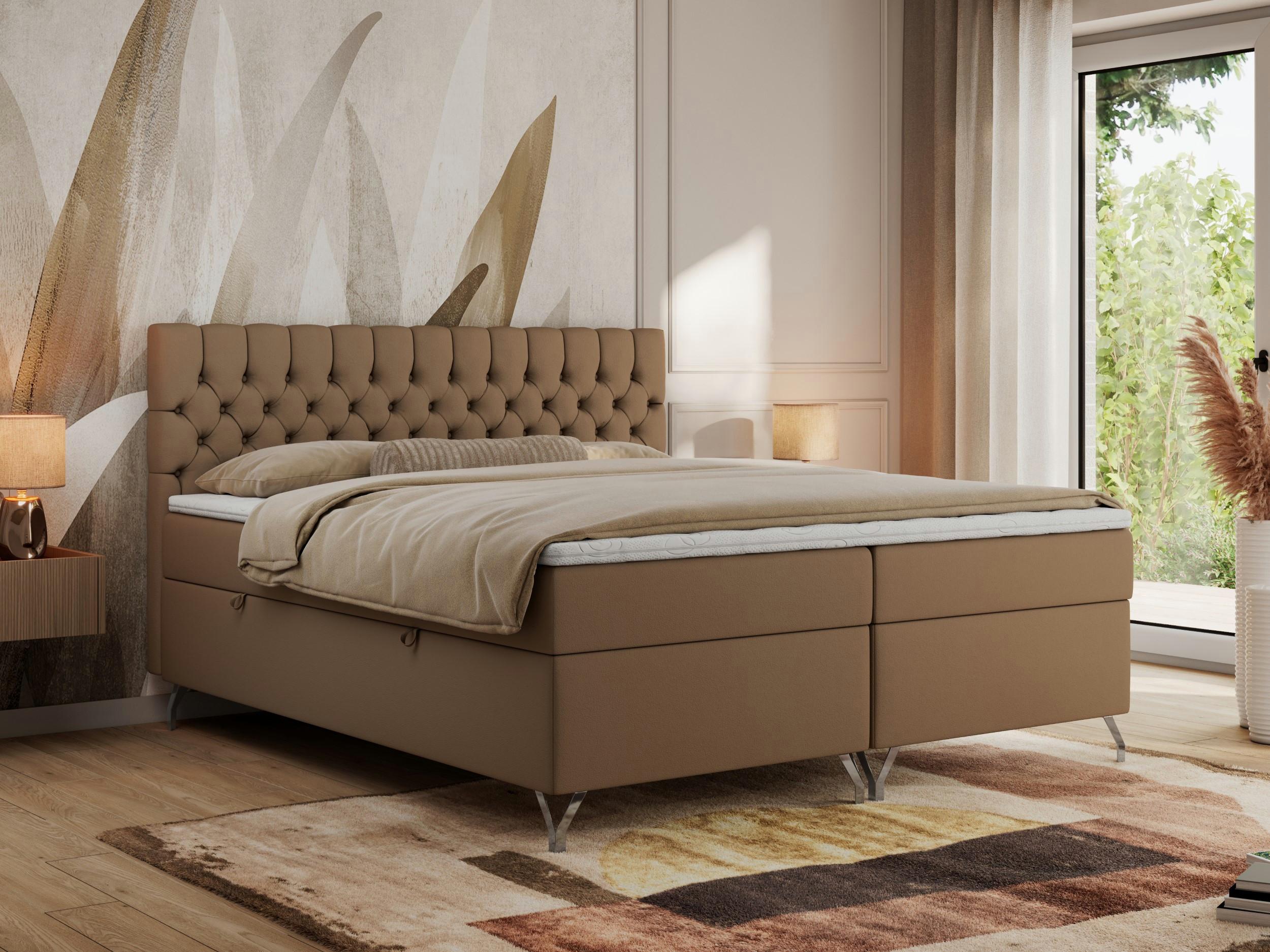 wohnli-moebel-suche-800000843005-1 BOXBETT GRIMALDI 160/200 Braun Kunstleder - H3 Holz MKS Möbel > Betten > Boxspringbetten Braun