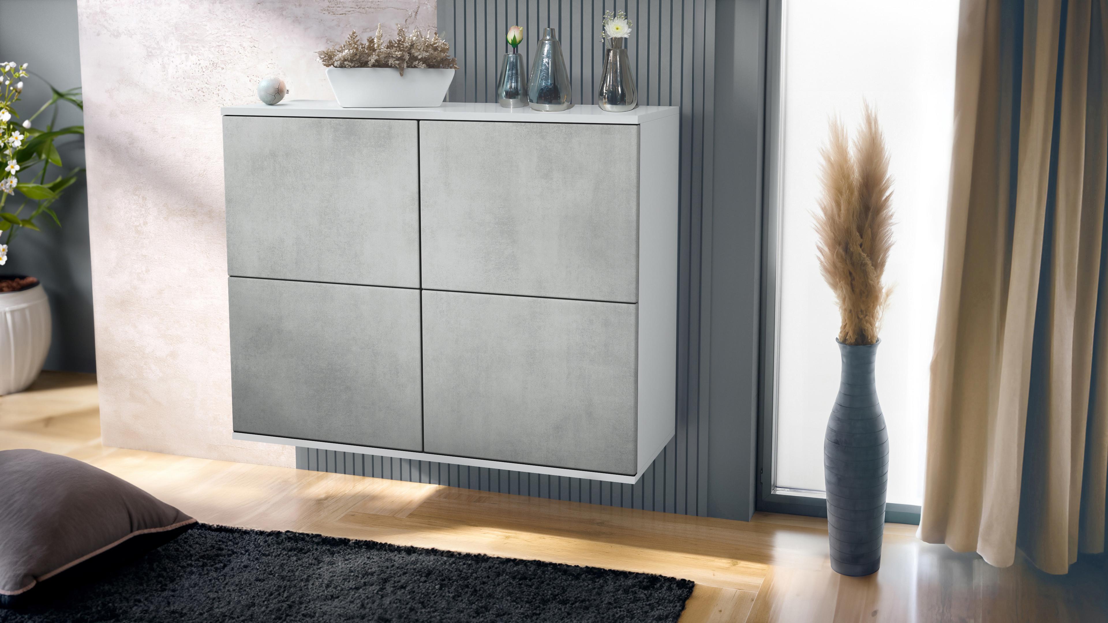 wohnli-moebel-suche-800000843075-1 KOMMODE Rova Beton Oxid Optik Holzwerkstoff Vladon Möbel > Kommoden & Schubladenschränke > Kommoden Grau
