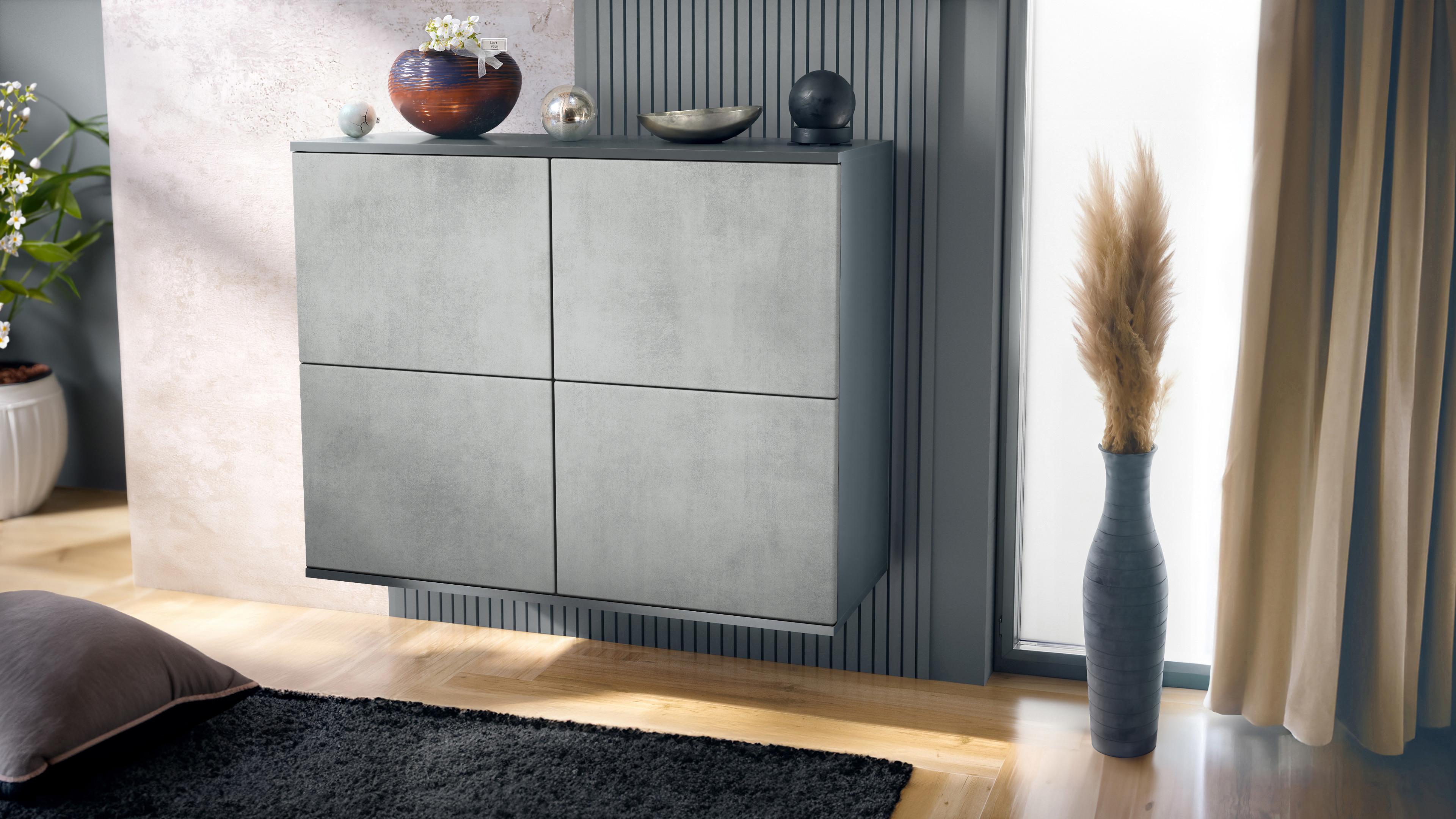 wohnli-moebel-suche-800000843124-1 KOMMODE Rova Beton Oxid Optik Holzwerkstoff Vladon Möbel > Kommoden & Schubladenschränke > Kommoden Grau