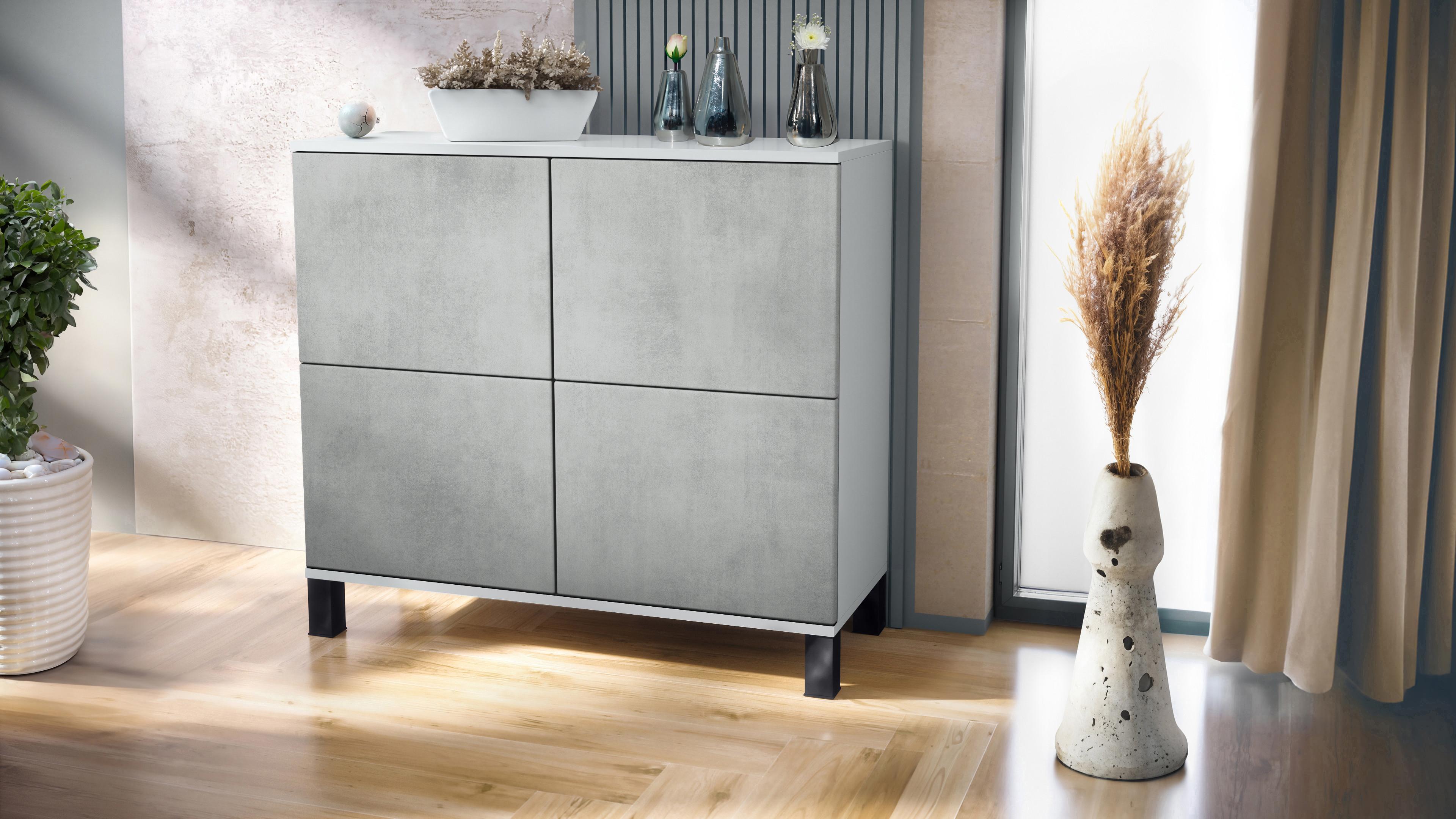 KOMMODE Rova Beton Oxid Optik Holzwerkstoff Vladon Möbel > Kommoden & Schubladenschränke > Kommoden Grau
